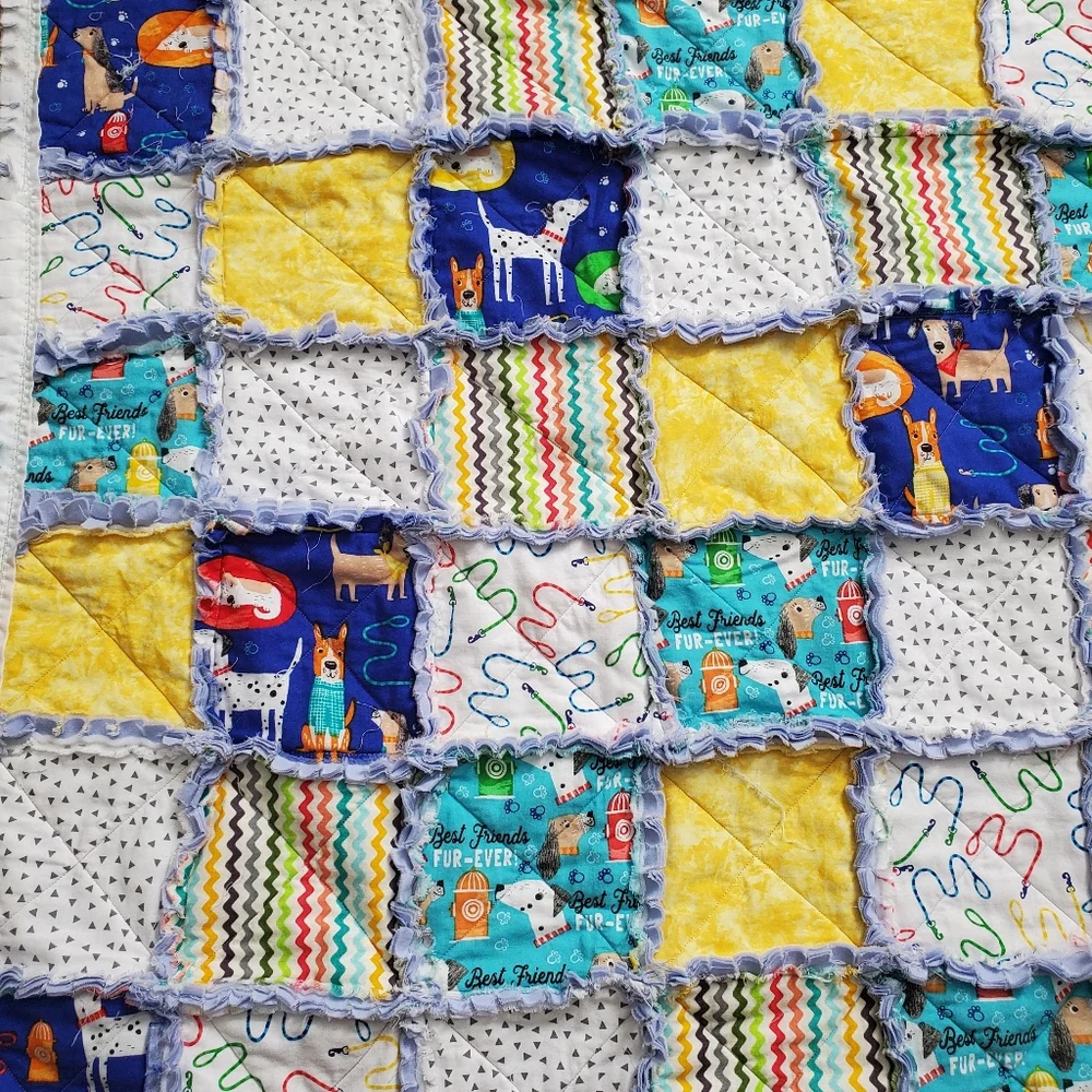 New Homade Baby Boy Puppy Rag Quilt